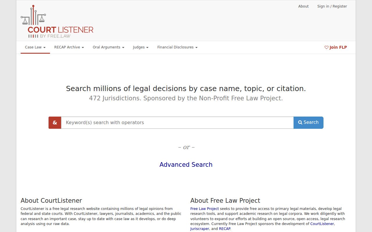 CourtListener RECAP federal docket search interface separate from Scott County state cases