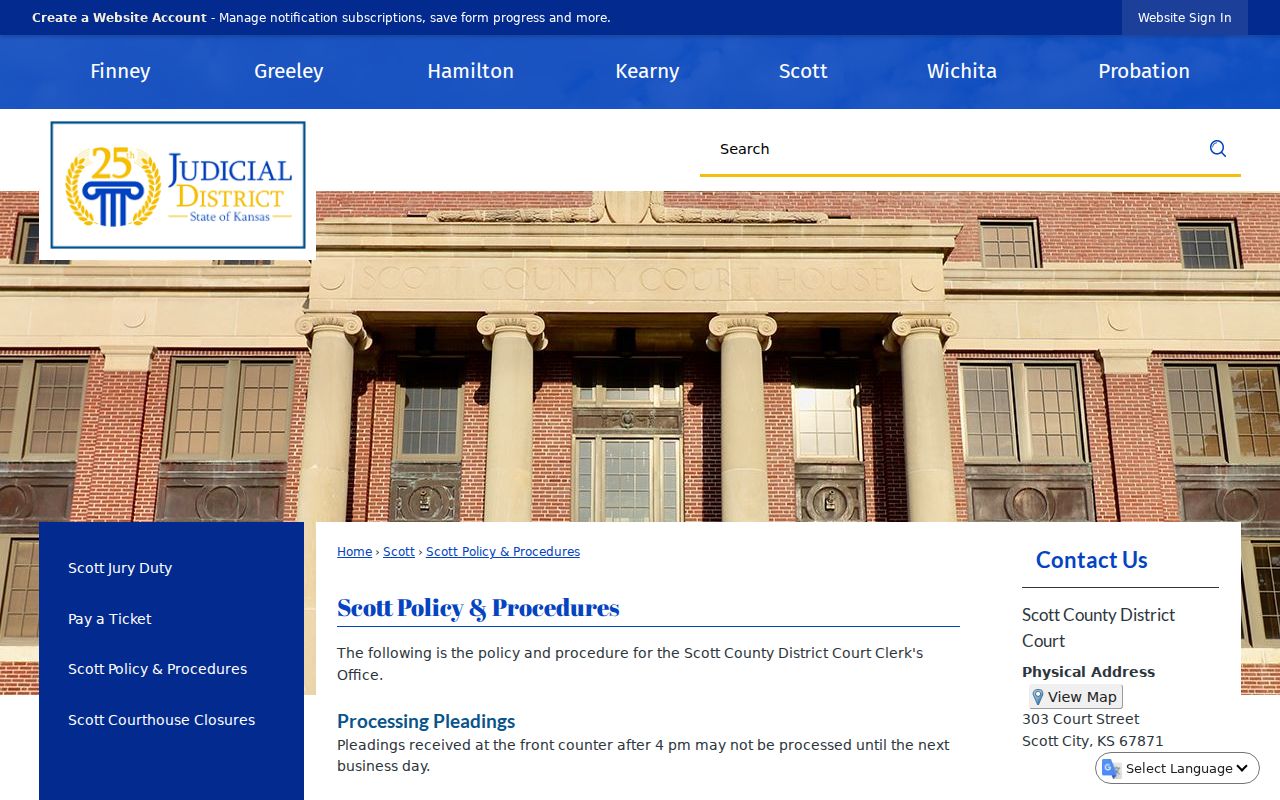 Scott County District Court records policy with terminal, counter, and copy instructions