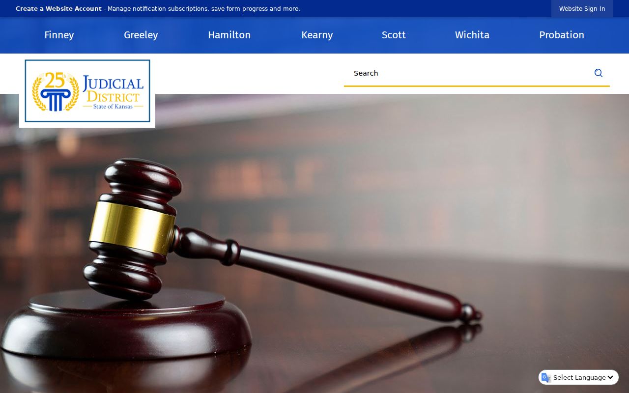 25th Judicial District website showing Scott County court links